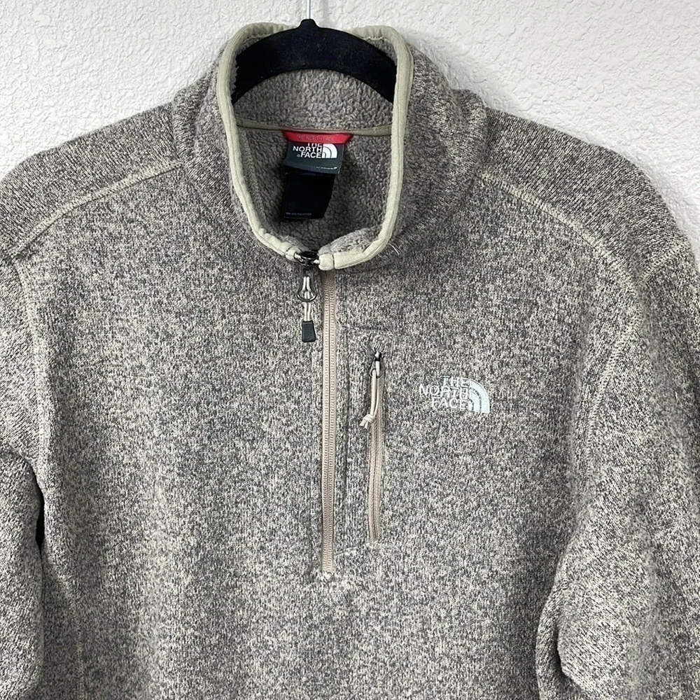 The North Face Fleece Quarter Zip Sweater Speckled Gray Neutral Sz L